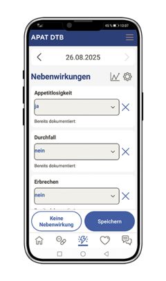 APAT DTB Patienten App Nebenwirkungen und Vitalwerte erfassen